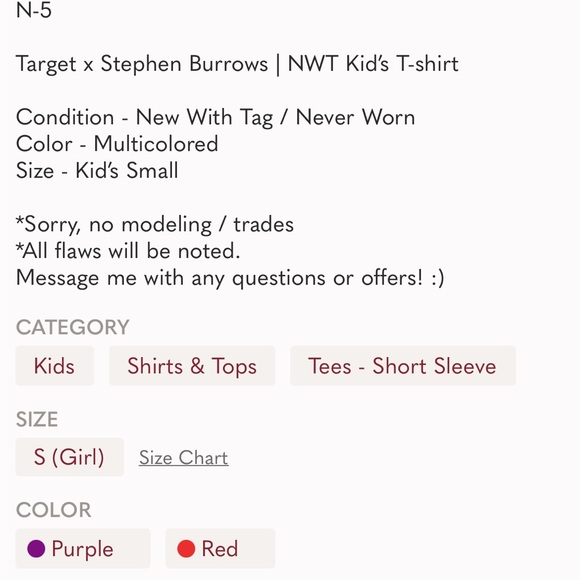 Stephen Burrows x Target / NWT / Kids’ Tshirt Small - Picture 7 of 7